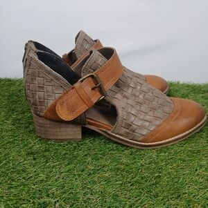 REBELS Khaki Charlie Woven Leather Ankle Boots